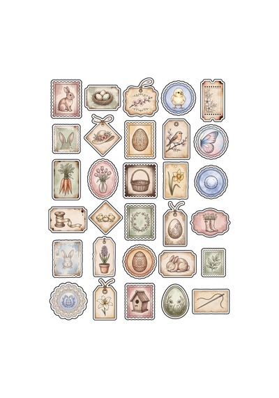 30 Adet Vintage Bahar Ve Tavşan Sticker Seti - Ajanda Scrapbook Laptop İçin Çok Renkli