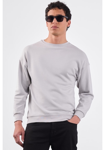 Dufy Açık Gri Bisiklet Yaka Regular Fit Erkek Sweatshirt Gri