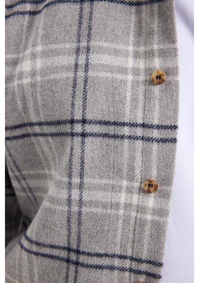 Tudors Erkek Slim Fit Dar Kesim Kareli Kışlık Oduncu Gömlek-42322 Gri