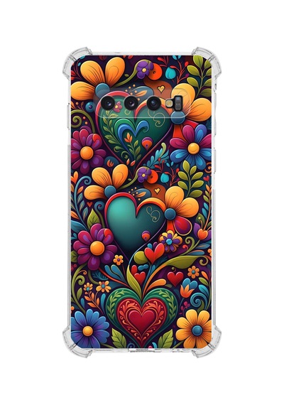 Printify Samsung Galaxy S10 Plus İle Uyumlu Düşlerin Dansı Serisi Çiçeklerin Dansı Tasarımlı Uv Baskılı Köşe Korumalı Antişok Kılıf Şeffaf