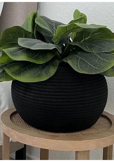3 Adet Yuvarlak Sepet 20cm Siyah Jüt Dekoratif Düzenleyici Organizer Diğer
