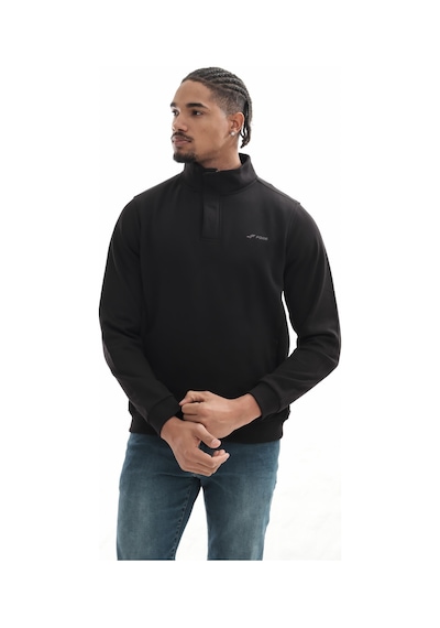 Boğazlı Sweatshirt Siyah
