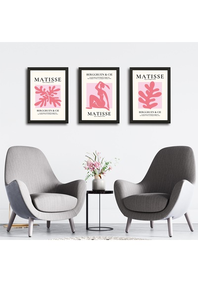 Henri Matisse 3'lü Alüminyum Çerçeveli Poster Seti - Önden Açılır A3 Açılır Kapanır Çerçeve Seti, Siyah
