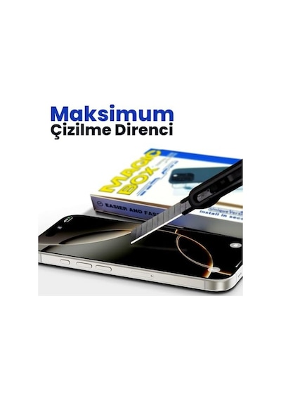 Apple iPhone Uyumlu 15 Pro Max Ekran Koruyucu Cam Magıc-box Tozsuz Hizalama Tam Kaplama 9h Kırılmaz & Çizilmez