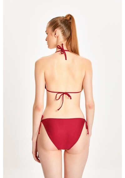 Too Salty Swimwear Kadın Bordo Dantelli Yandan Bağlamalı Üçgen Bikini Takımı 24s116st Bordo