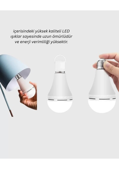 Acil Durumlar İçin Şarjlı Led Ampul 6400k Soğuk Beyaz 30 Watt Yeni Nesil Belirtilmemiş