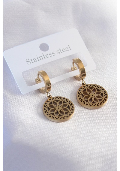 Ezoconcept 316l Çelik Gold Renk Lotus Kadın Küpe Çok Renkli