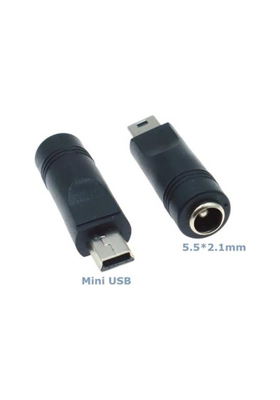 Koodmax - 5 Pin Mini Usb Erkek To Dc 5.5 2.1mm Dişi Soket Çevirici - Güç Adaptörü Fişi Dönüştürücü