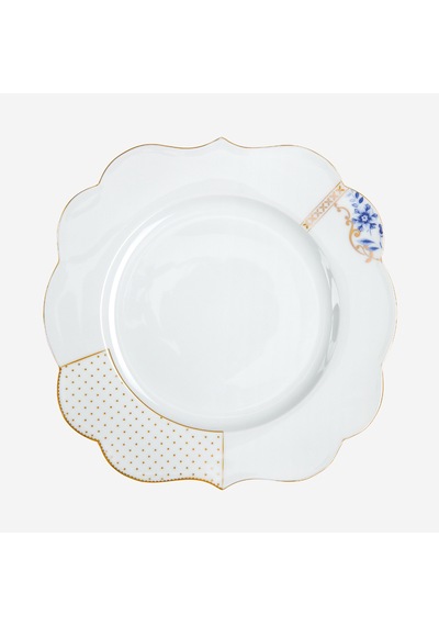 Mavi Beyaz Porselen Yemek Tabağı 28 Cm