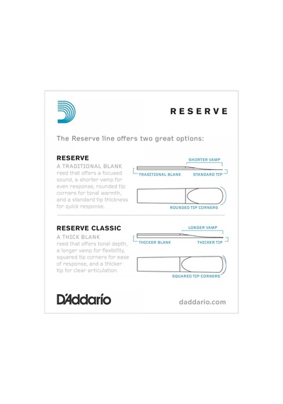 D'addario Dcr1025 Reserve Bb Klarnet Kamışı No: 2.5 Orta Seviye/eğitim - 10'lu Paket Geleneksel Kesim, Dengeli Tepki Ve Kararlı Yapı