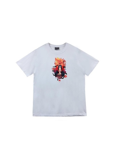 İtachi Uchika Anime Baskılı Unisex %100 Pamuk Beyaz T-shirt Beyaz