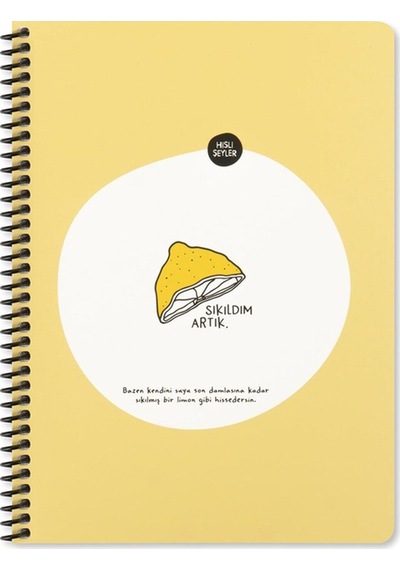 Keskin Color Hisli Şeyler 16,5x22,5cm 80yp Kareli Spiralli Defter - Sıkıldım Artık Sıkıldım Artık