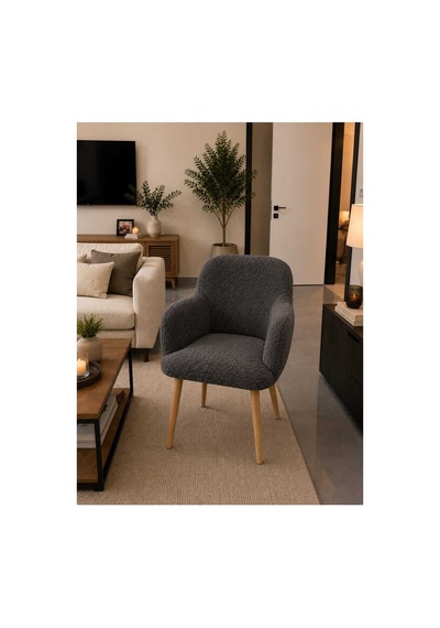 Elora Berjer Koltuk Takımı Çay Seti Balkon Salon Bahçe Çay Seti Berjer 3 Lü Takım 2 Adet Koltuk 1 Adet Puf Antrasit Gri