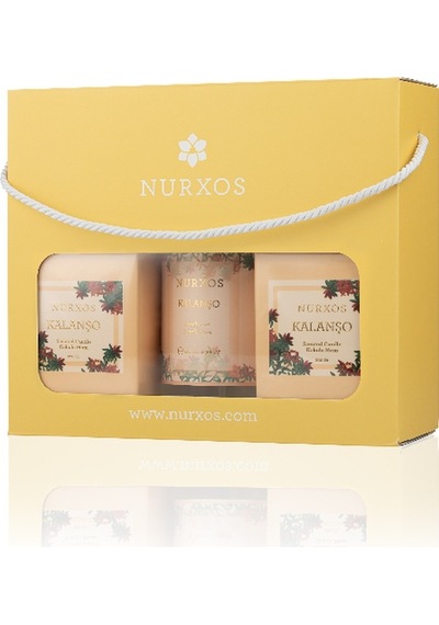 Nurxos 9685 Kalanşo Kutulu 2 Adet Kokulu Mum + Freshener Oda Spreyi