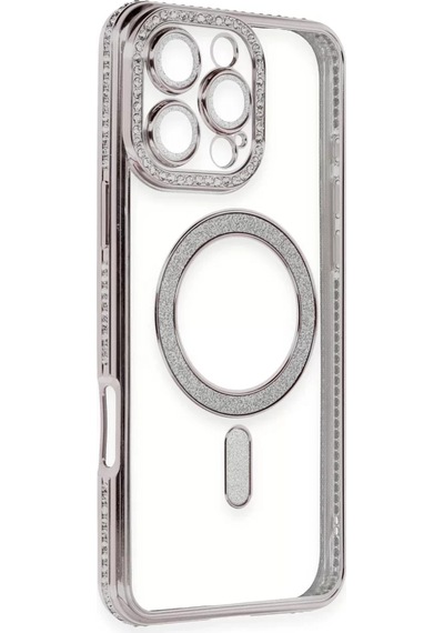 Newface Apple İphone 16 Pro Kılıf Joke Simli Magneticsafe Kılıf - Pembe