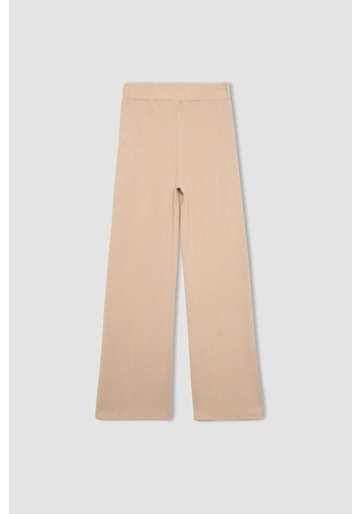 Defacto Bürümcük Pantolon Wide Leg Geniş Bol Paça Beli Lastikli C0200AX24SP Bej