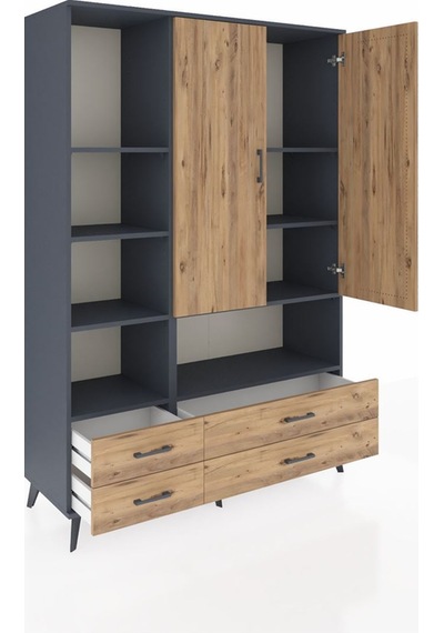 Hyperion Dolap 8 Raflı 4 Çekmeceli 2 Kapaklı 132x44x195 Antrasit-çam/çam Atlas Çam/atlas Çam - Antrasıt Hyperion Dolap 8 Raflı 4 Çekmeceli 2 Kapaklı 132x44x195 Antrasit-çam/çam Atlas Çam/atlas Çam - Antrasıt