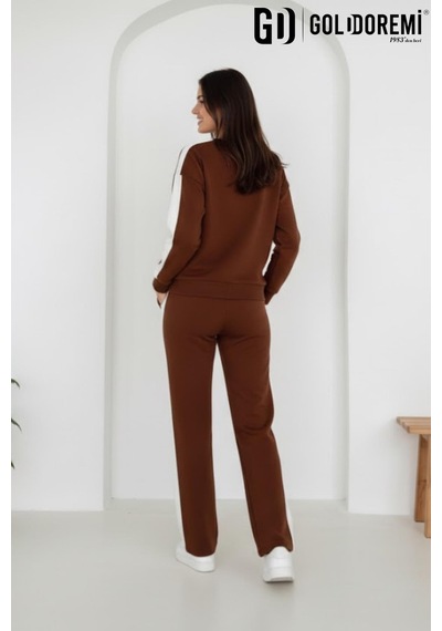 dikarei Gd Goldoremi 040 Modal Kadın Şerit Detaylı Kolları Manşetli Bol Kesim Eşofman Takım Kahve Rengi dikarei Gd Goldoremi 040 Modal Kadın Şerit Detaylı Kolları Manşetli Bol Kesim Eşofman Takım Kahve Rengi