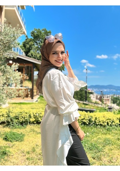 Moda Kaşmir Mk Desen Pamuk Eşarp Bronz