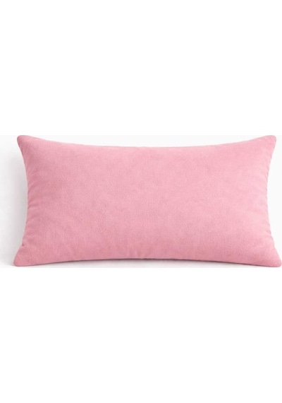 Kadife Dokulu Açık Gülkurusu Kırlent Yastık Kılıfı 2 Adet 45 X 45 Cm