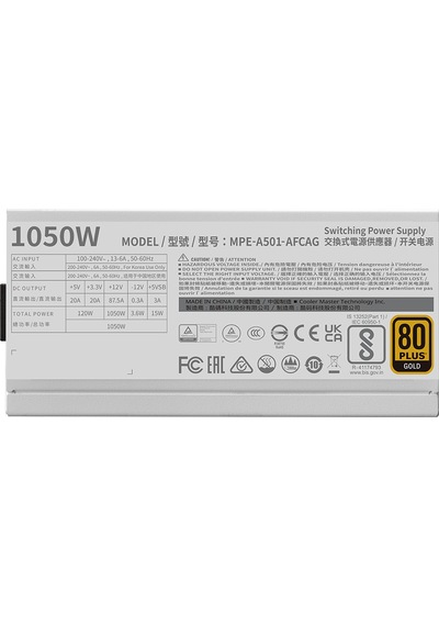 Cooler Master Mwe V2 Beyaz Mpe-a501-afcag-3egeu 1050w Atx 3.1 Akak92col0023