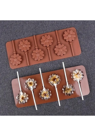Silikon Lolipop Kalıbı Çikolata Kalıbı Silikon Kalıp Kahverengi