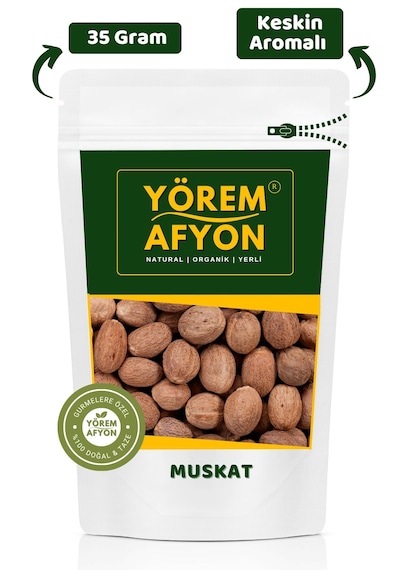 Yörem Afyon Keskin Aromalı Mutfakların Vazgeçilmezi Iri Tane Muskat, Hint Cevizi Myristica Fragrans 35gr.