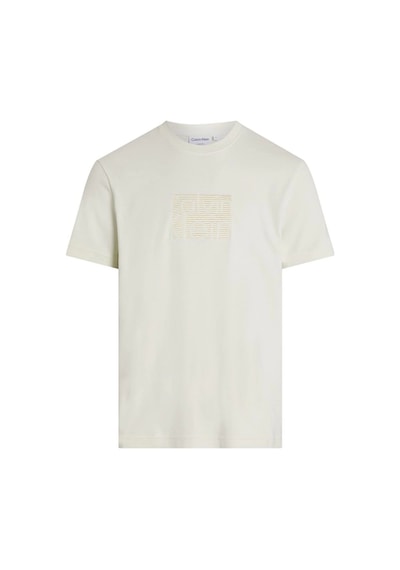 Calvin Klein Erkek İşlemeli Logolu T-shirt Beyaz