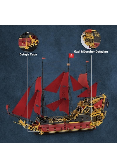 Reobrix 66049 Kraliçe Anne'nin İntikamı Gemi Yaratıcı Yapı Blok Seti Building Blocks Revenge Sailing Ship - 5666 Parça