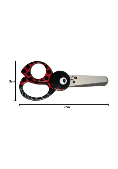 Fiskars Uğur Böceği Motifli Çocuk Hayvan Makası, 4 Yaşından İtibaren, Uzunluk: 13 Cm, Sağ Ve Sol Elini Kullananl Çok Renkli