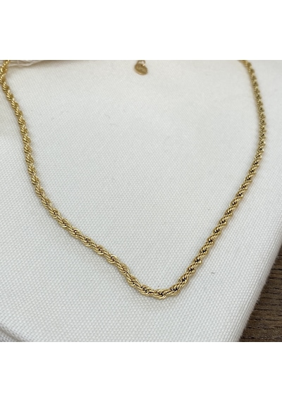 Burgu Kolye Orta Kalın Burma Zincir Yüksek Kalite 316 L Çelik Gold 40+5 Cm