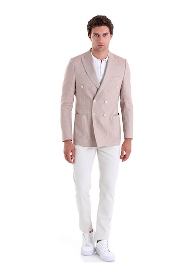 Hatemoğlu Brick Slim Fit Düz Sivri Yaka Kruvaze Casual Ceket Siyah