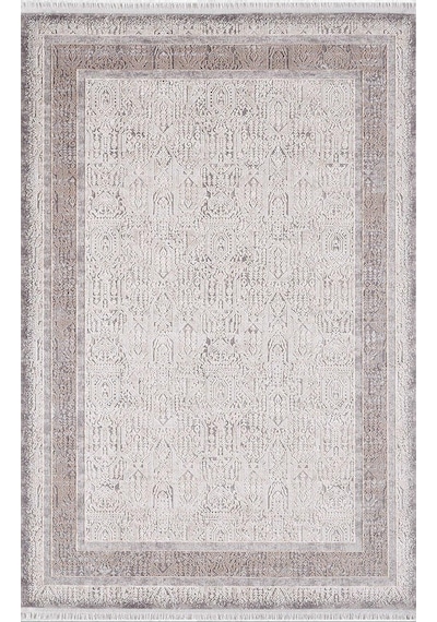 Artemis Halı Barok 02247d Antrasit Bej Krem Retro Motifli Halı Antrasıt