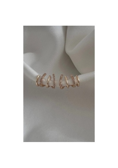 Lunarie Altın Zirkon Üçlü Çizgi Ear Cuff Küpe