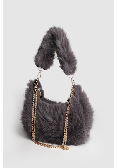 La'Graccio Paris Lagraccio Paris Kadın Lior Peluş Çift Askılı El Ve Çapraz Çanta Peluş Antrasit