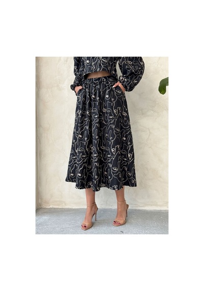 Verymoda Nakışlı Etek F1901 Siyah