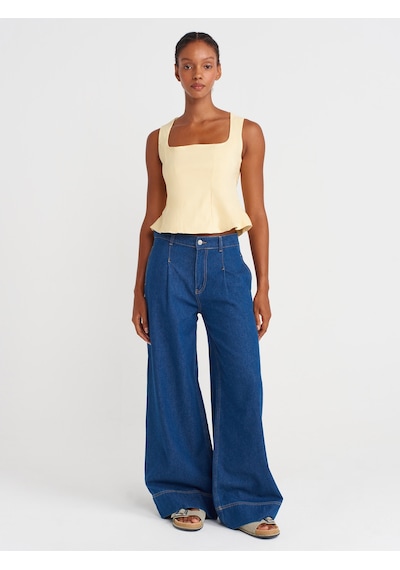 Dilvin 50860 Peplum Korse Top-açık Sarı Açık Sarı