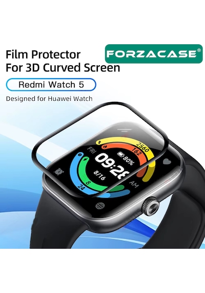 Forzacase Xiaomi Redmi Watch 5 İle Uyumlu Çerçeveli Tam Kaplayan 3d Pet Ekran Koruyucu Film Fc016