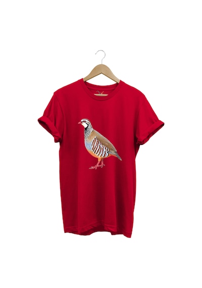Avcılık Keklik Avcılığı Keklik Kuşu Baskılı Regular Fit %100 Pamuk Kırmızı T-shirt Kırmızı