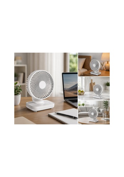 Robeve Yk Şarjlı Masaüstü Vantilatör Usb Type-c 4 Kademeli Hız, Sessiz Çalışma, Taşınabilir Mini Fan, Uzun Batarya, 90 Ayarlanabilir Başlık, Ofis Ev Kullanım Fan Vantilatör Beyaz