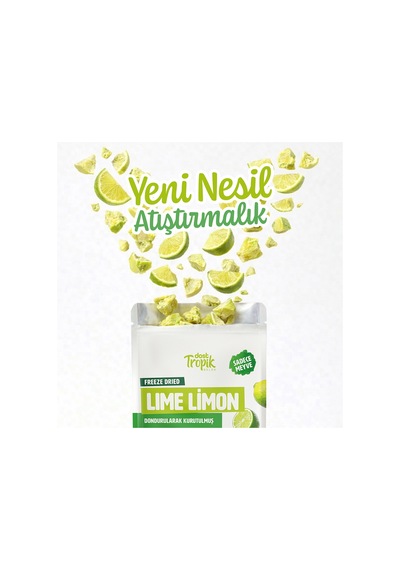 Dondurularak Kurutulmuş Lime Limon 16 G Freeze Dried Meyve Cipsi Çıtır Meyve Kurusu 3 Adet 18 G