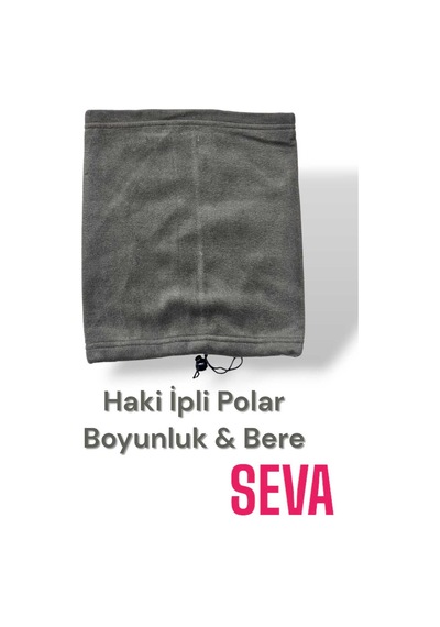 Seva Unisex Haki Çok Amaçlı Kışlık Polar Boyunluk Bere