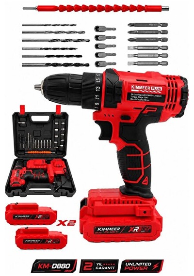 Plus 24 Parça12v Çift Akülü Vidalama Şarjlı Matkap