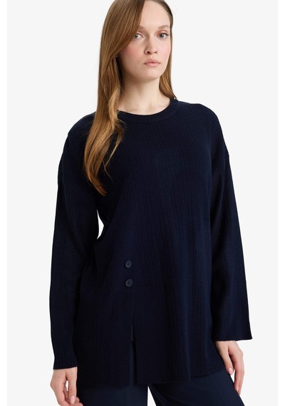 Defacto Loose Fit Bisiklet Yaka Triko Kazak Tunik G7241ax25cwnv207 Lacivert-nv207