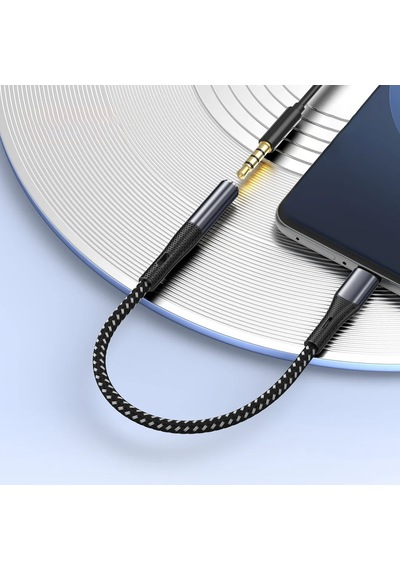 Go Des Gd-uc165 Type-c To 3.5mm Hi-fi Aux Çevirici Örgülü Ses Adaptörü Gri