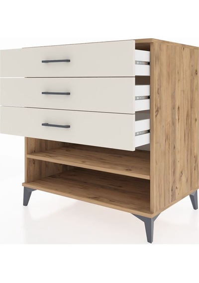 Kronos Şifonyer Tek Raflı 3 Çekmeceli 88x59x96 Çam-aytaşı Atlas Çam