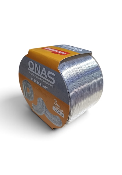Onas Flexible Alüminyum Aspiratör Davlumbaz Baca Gider Borusu 127 Mm 3 Metre
