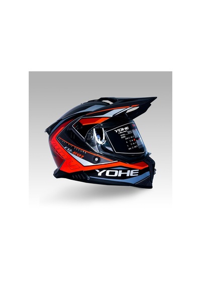 Yohe FG601 Parlak Çift Vizör Full Face Motosiklet Kaskı Neon Turuncu