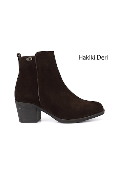 Gönderi(R) Gönderi R Kadın Kahve Süet Fermuarlı Kalın Topuklu Hakiki Deri Bot Dkzb61351447 Kahve