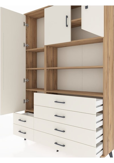 Arges Dolap 8 Raflı 6 Çekmeceli 3 Kapaklı 132x30x195 Çam-ayta... Çam Arges Dolap 8 Raflı 6 Çekmeceli 3 Kapaklı 132x30x195 Çam-ayta... Çam